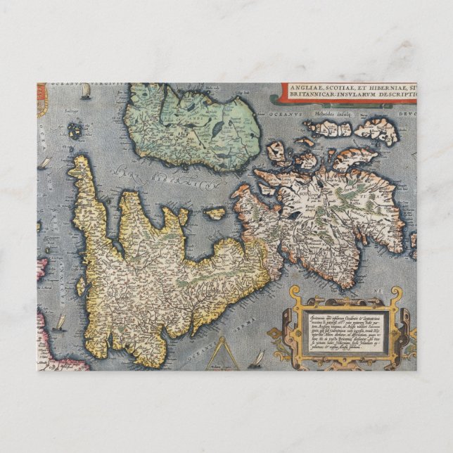 Cartão Postal Um mapa da Grã-Bretanha Excelente | 1587 (Frente)