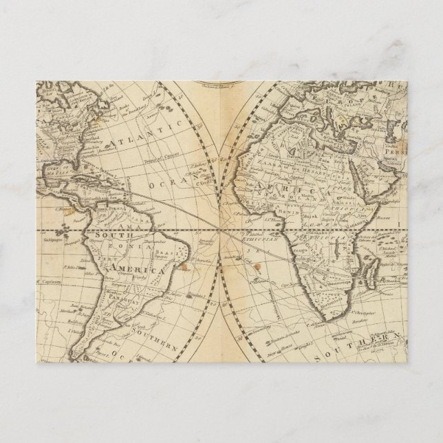 Cartão Postal Um mapa do mundo (Frente)