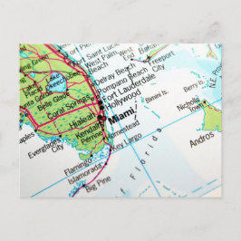 Cartão Postal Um mapa mostrando a cidade americana de Miami