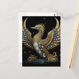 Cartão Postal Um mergulhão emergindo do gelo como uma ave fênix