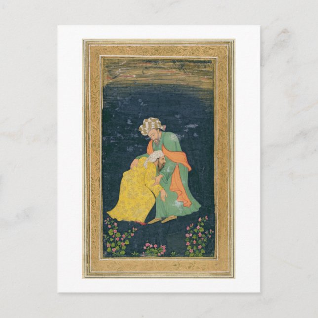 Cartão Postal Um Mulá se curvando a um homem de vestido iraniano (Frente)