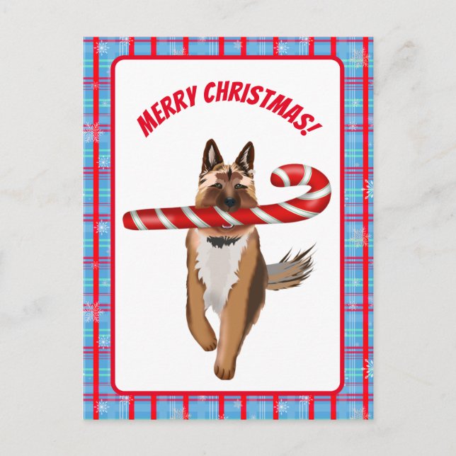 Cartão Postal Um Natal De Canela Muito German shepherd (Frente)