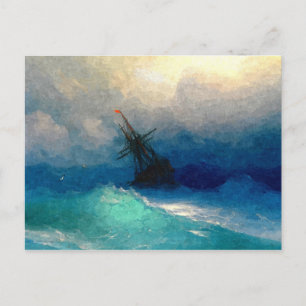 Cartão Postal Um navio a vela em uma tempestade