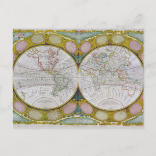 Cartão Postal Um Novo e Correto Mapa do Mundo, 1770-97