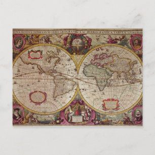Cartão Postal Um novo mapa de terra e água de toda a Terra
