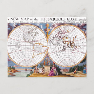 Cartão Postal Um Novo Mapa Do Terraqueous Globe Postcard