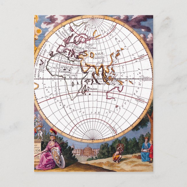 Cartão Postal Um Novo Mapa Do Terraqueous Globe Postcard (Frente)