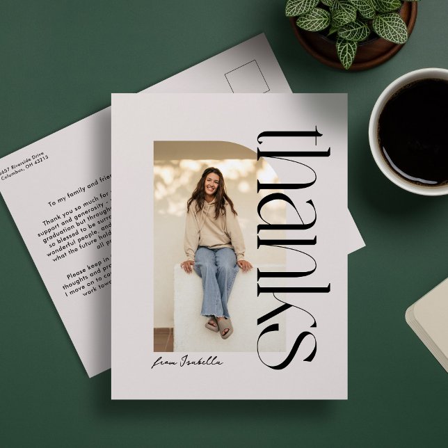 Cartão Postal Um obrigado moderno de graduação de fotos você (Criador carregado)