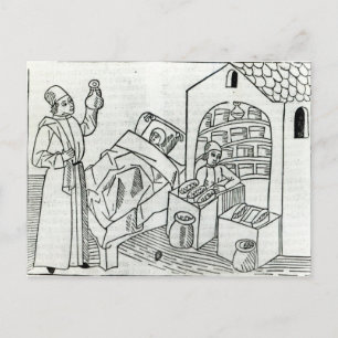 Cartão Postal Um paciente com um médico e um farmacêutico