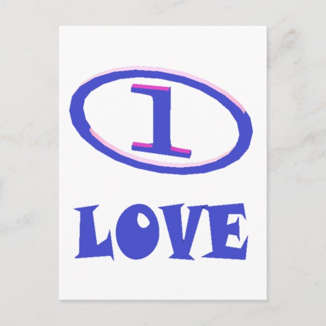 Cartão Postal Um padrão de arte de amor tom azul roxo (Frente)