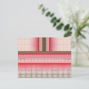 Cartão Postal um padrão de ponto cruz com um fundo vermelho