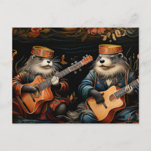 Cartão Postal Um par engraçado de músicos adoráveis
