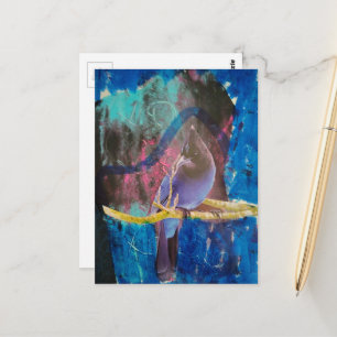 Cartão Postal Um Pássaro Que é Azul Colagem de Mídia Mista