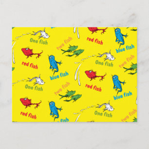 Cartão Postal Um Peixe Dois Peixes Padrão Amarelo