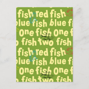 Cartão Postal Um Peixe Dois Peixes Padrão Tipográfico