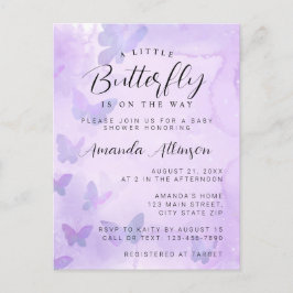 Cartão Postal Um pequeno Chá de fraldas roxo de borboleta