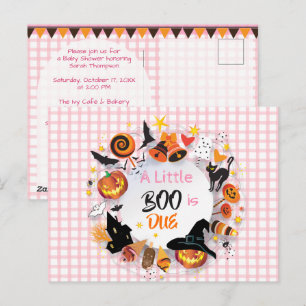 Cartão Postal Um Pequeno Espírito Está a Caminho Rosa Xadrez QR