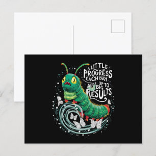 Cartão Postal Um Pequeno Progresso Todos os Dias Lagarta Comilon