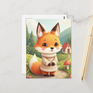 Cartão Postal Um personagem de raposa adorável e fofo