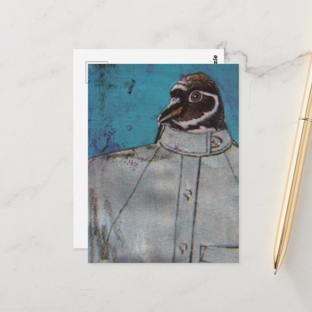 Cartão Postal Um pinguim giro de terno (Frente/Verso In Situ)