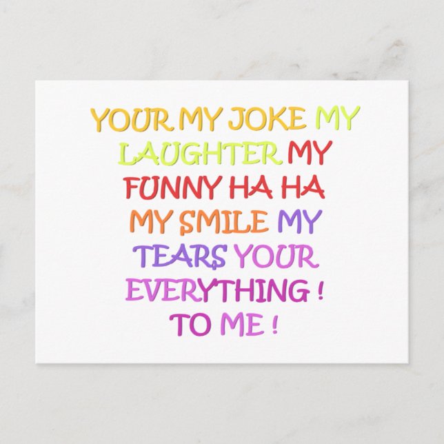 Cartão Postal Um poema engraçado ama design de arte para qualque (Frente)