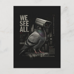 Cartão Postal Um pombo de câmera de vigilância surreal Nós Vemos