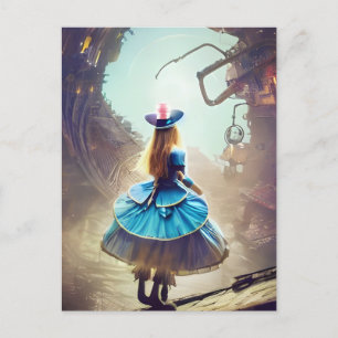 Cartão Postal Um portal divertido Alice steampunk AI gerou arte
