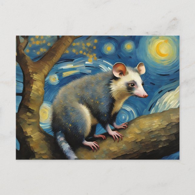 Cartão Postal Um Possum na Noite Estrelada (Frente)