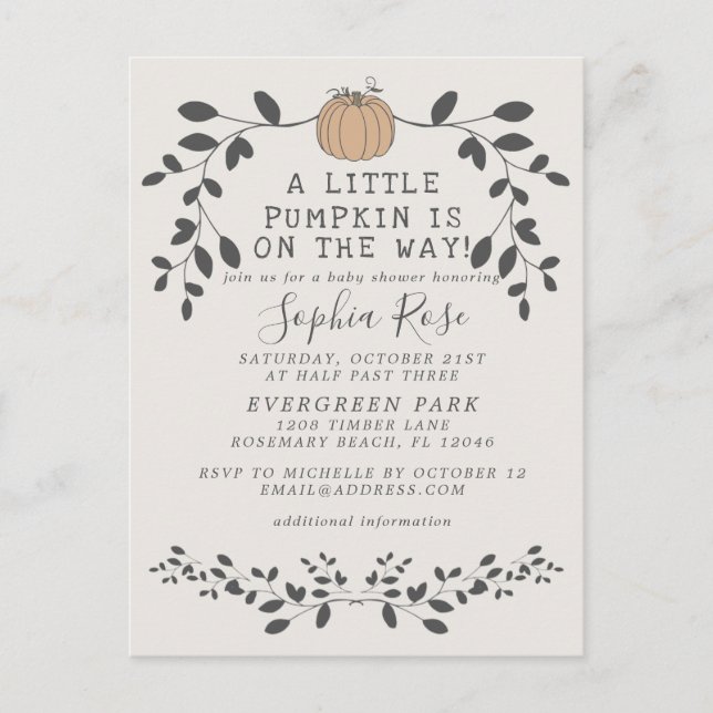 Cartão Postal Um pouco de abóbora está no caminho do chá de fral (Frente)