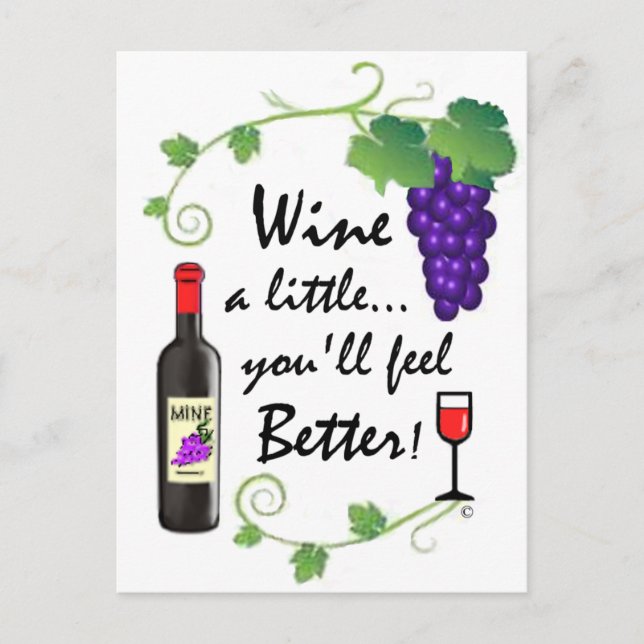 Cartão Postal Um pouco de vinho... (Frente)