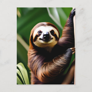 Cartão Postal Um Preguiça Sorridente e Fofo