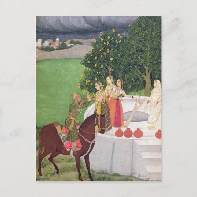 Cartão Postal Um Príncipe implorando água às mulheres num poço (Frente)