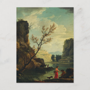 Cartão Postal Um rio com pescadores de Joseph Vernet