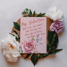 Cartão Postal Um Rosa, Um Coração, Amor E Dia de os namorados Fe