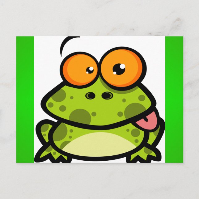 Cartão Postal Um sapo bonito e verde com olhos laranja (Frente)