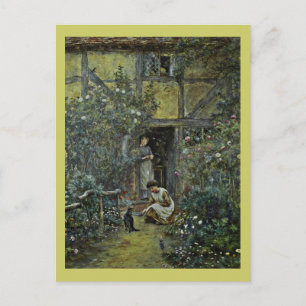 Cartão Postal Um Saucer de Creme para o Gatinho