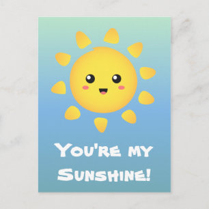 Cartão Postal Um sol fofo e feliz que brilha intensamente em vol