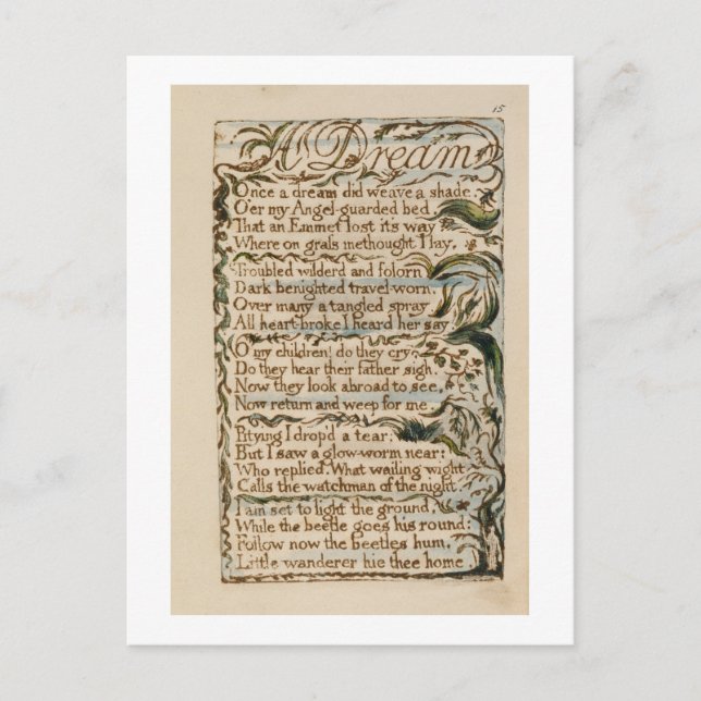 Cartão Postal Um Sonho, ilustração de "Canções de Inocência e (Frente)