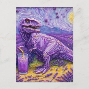Cartão Postal Um T-Rex roxo com limonada de lavanda 