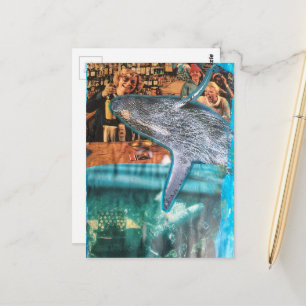 Cartão Postal Um Tempo de Baleia Uma Colagem Surreal Única