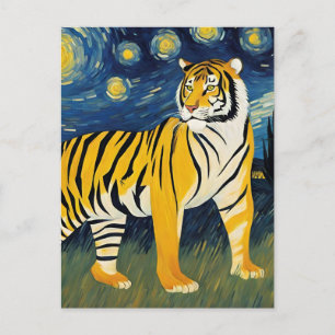 Cartão Postal Um Tigre na Noite Estrelada