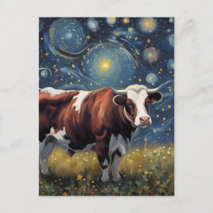 Cartão Postal Um Touro na Noite Estrelada