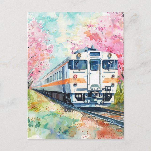 Cartão Postal Um Trem na Primavera (Frente)