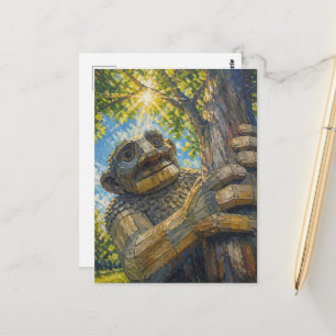 Cartão Postal Um Troll Gigante Segura uma Árvore