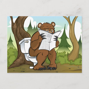 Cartão Postal Um Urso Faz Cocô Na Floresta