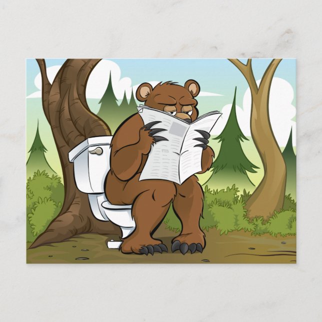 Cartão Postal Um Urso Faz Cocô Na Floresta (Frente)