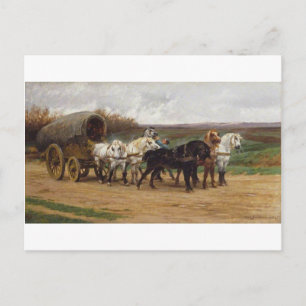 Cartão Postal Um vagão e uma equipe de cavalos por Rosa Bonheur