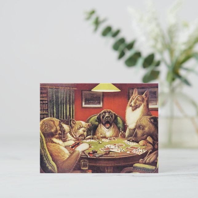 Cartão Postal Um Waterloo, Cães Jogando Poker, (Em pé/Frente)
