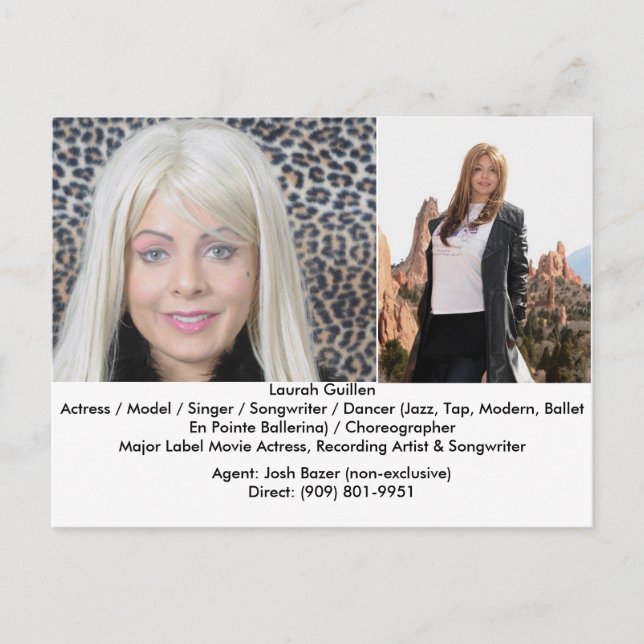 Cartão Postal Uma Atriz de filmes Laurah Guillen Composto (Frente)