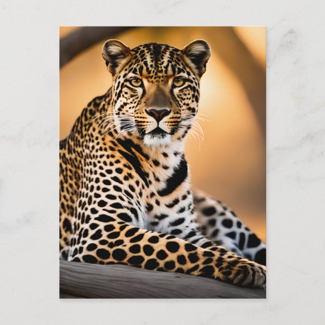 Cartão Postal Uma Bacia-Leopardo no Sol (Frente)